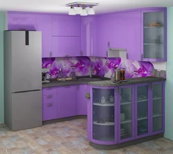 Фиолетовая кухня угловая маленькая фото