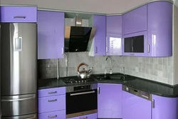 Purple small corner kitchen photo