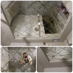 Mirror ceiling in the bathroom photo