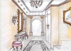 Hallway design drawing photo