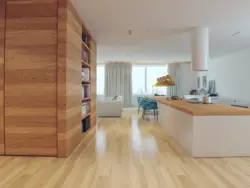 Apartment design with wood flooring