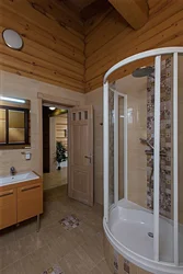 Bathroom in a wooden house photo with shower