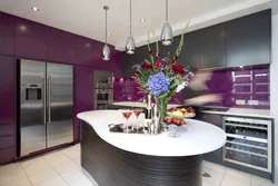 Combination Of Gray And Lilac In The Kitchen Interior