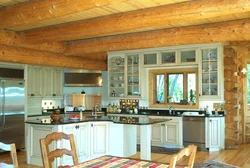 Window Design In The Kitchen In A Wooden House
