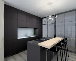 Kitchen design with black ceiling