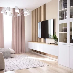 Living room design with a window in light colors