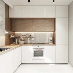 White Kitchens Up To The Ceiling With Wood Photo