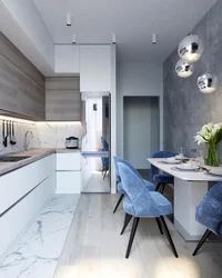 Small Kitchen In White And Gray Tones Photo