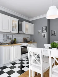 Small kitchen in white and gray tones photo