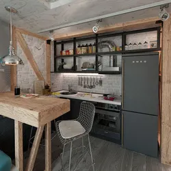Kitchen design in loft style 10 m2
