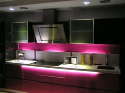 Photo of a kitchen with backlit tape