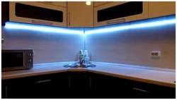 Photo of a kitchen with backlit tape