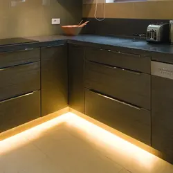 Photo of a kitchen with backlit tape