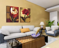 Living room wall design with paintings