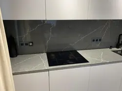 White Marquina Marble Countertop In The Kitchen Interior