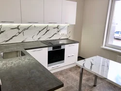 White Marquina Marble Countertop In The Kitchen Interior