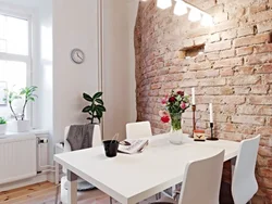 Brick wall in the kitchen design photos with your own