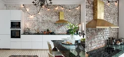 Brick wall in the kitchen design photos with your own