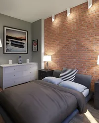 Bricks in the bedroom interior photo
