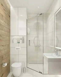 Дизайн ванны с душем в светлых тонах