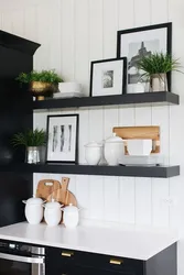 Wall shelves in the kitchen interior photo how