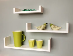 Wall shelves in the kitchen interior photo how