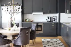 Combination of brown and gray in the kitchen interior