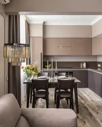 Сочетание коричневого цвета с серым в интерьере кухни