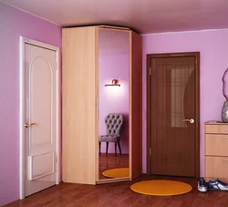 Дәліздегі айна фото дизайнымен бұрыштық гардероб