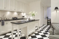 Apron And Floor For A White Kitchen Photo