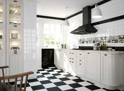 Apron and floor for a white kitchen photo