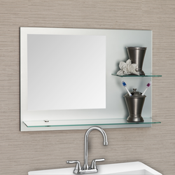 Bathroom interior mirror with shelf