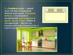 Lesson interior and layout of kitchen dining room