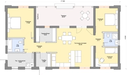 Interior of a one-story house 100 sq m with 3 bedrooms