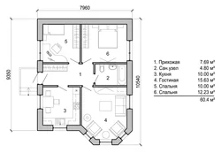 Interior of a one-story house 100 sq m with 3 bedrooms