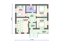 Interior of a one-story house 100 sq m with 3 bedrooms