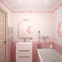 Bathroom design with pink flowers