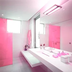 Қызғылт гүлдермен ванна бөлмесінің дизайны