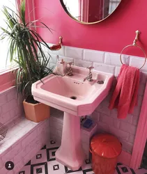 Bathroom Design With Pink Flowers