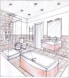 Нарисованный дизайн ванной комнаты