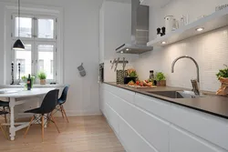 Kitchen without cabinets only countertop design photo