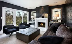 Black living room interior design photo