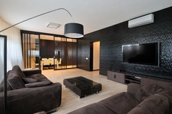 Black living room interior design photo