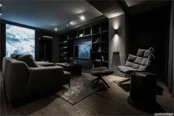 Дизайн интерьера черной гостиной фото