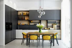 Gray tiles in the kitchen interior photo