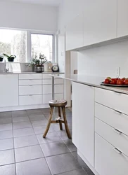 Gray tiles in the kitchen interior photo