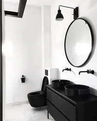 Bathroom interior with black fixtures