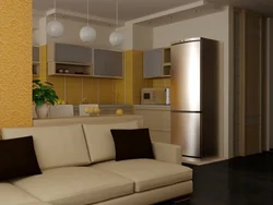 Refrigerator in the kitchen living room design photo