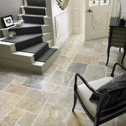 Porcelain tiles in the hallway and kitchen photo