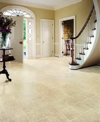 Porcelain tiles in the hallway and kitchen photo